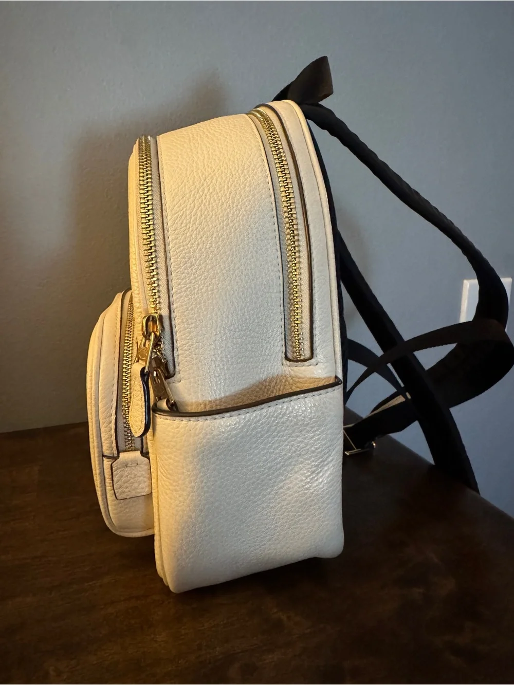 Coach Cream Pebbled Leather Mini Backpack with Gold Hardware